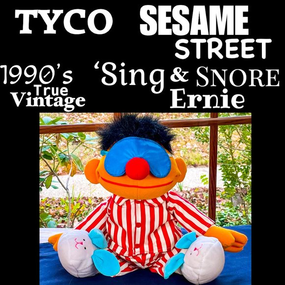 ⭐️HP⭐️VTG▪️SESAME STREET▪️1996 WORKING 'Sing & Snore' Ernie Animated Plush Doll - Picture 1 of 9